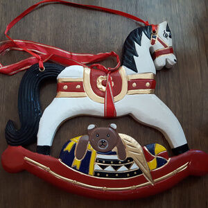 Vintage Rocking Horse Folk Art Home Decor
